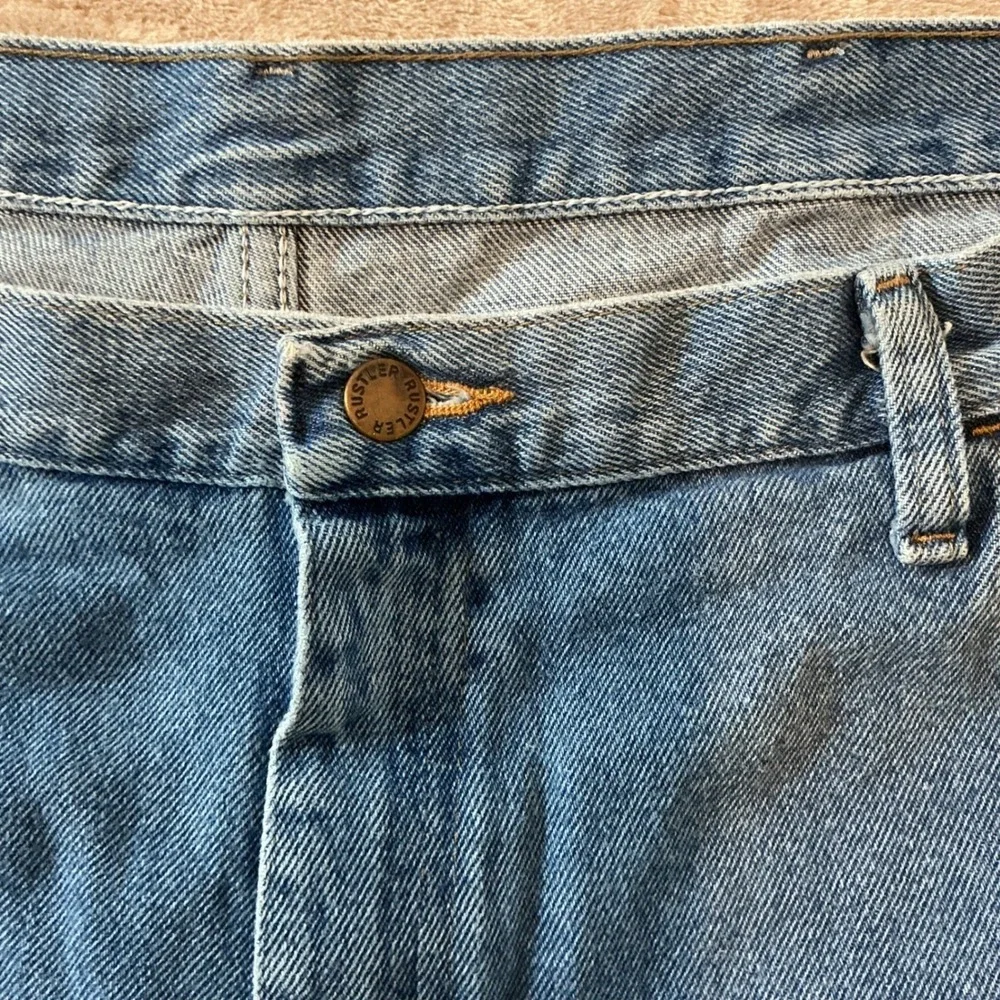 Rustler‎ Mens Straight Leg Denim Jeans Medium Wash Workwear Blue 42x32